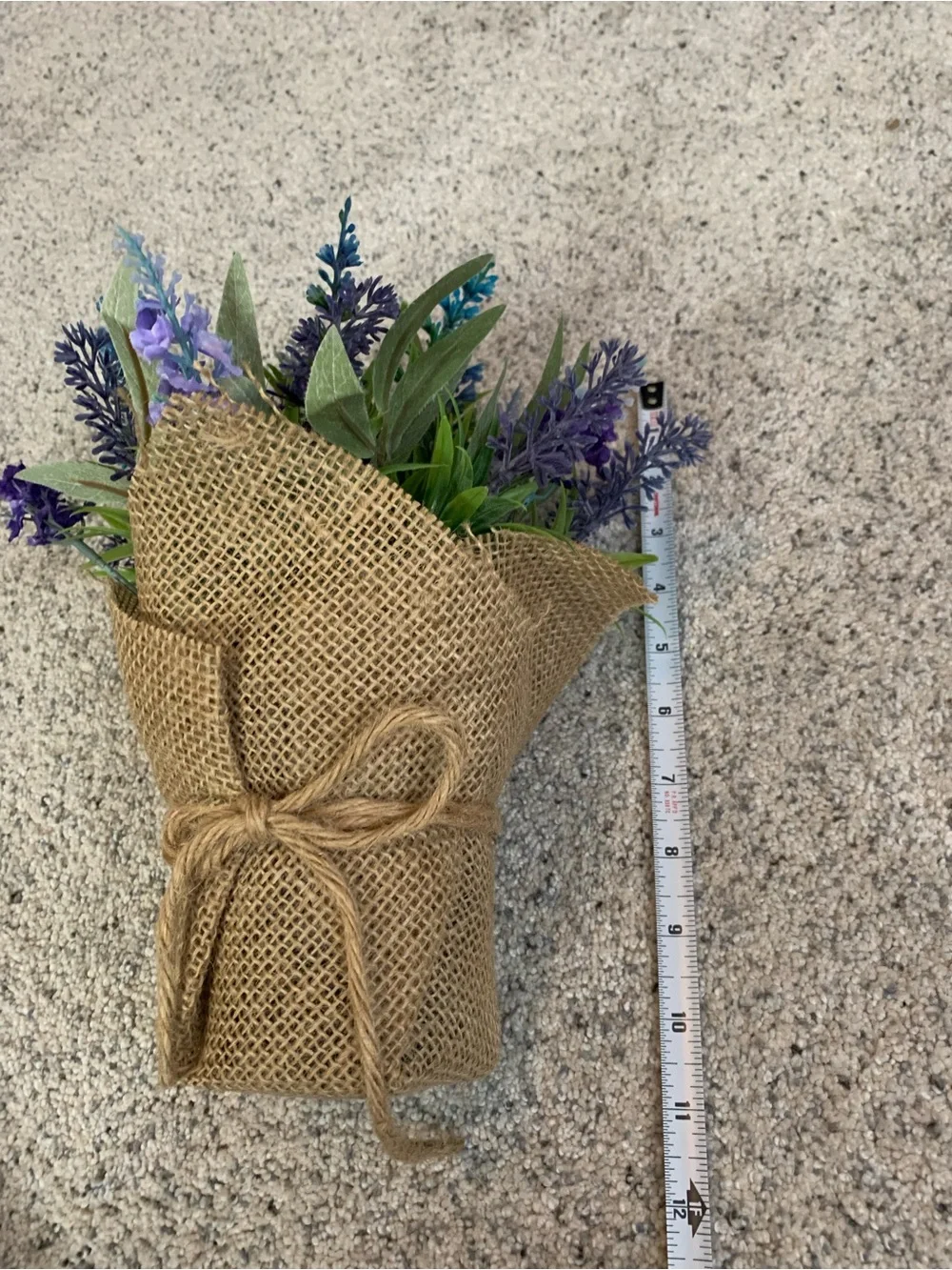 Burlap Wrapped Purple & Blue Artificial Lavender Bouquet